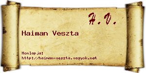 Haiman Veszta névjegykártya
